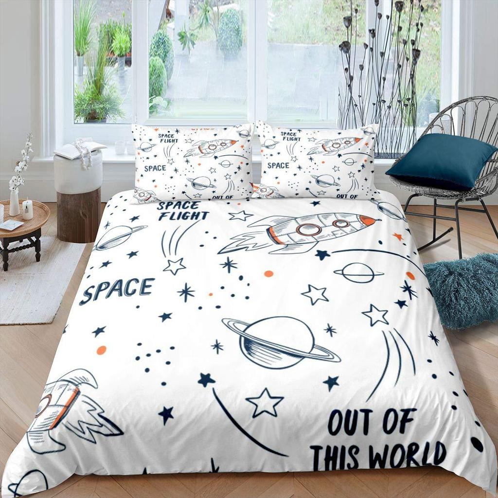 Star Space Series 3D Digital Printing Three-Piece Home Textile Duvet Set Kit