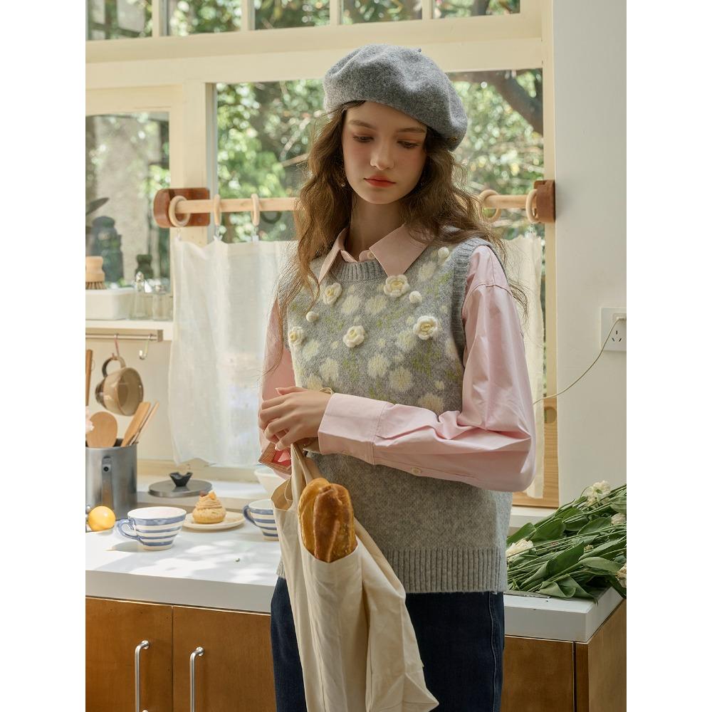 Dimanaf 2025 Toamnă Femei Pulovere Vestă Fără Mâneci Stil Broderie Imprimeu Tricotaj Casual Larg Scurt