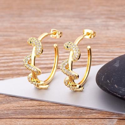 

New Fashion Korean Geometric Big Circle Earrings Gold Color Delicate Snake Twisted Round Earrings For Women Wedding Jewelry