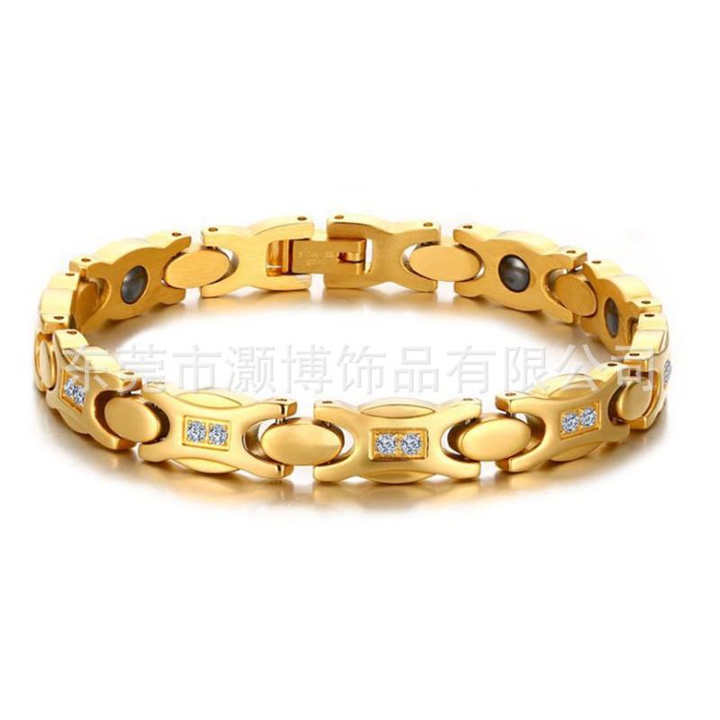 Titanium Steel Bracelet With Cubic Zirconia Stones Geometric Oval Design Women Fashion OL Style Gold Plated with White Zircon