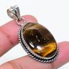 Natural Tiger Eye Gemstone Handmade 925 Sterling Silver Pendant 1.77" AP-15630