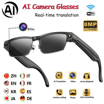 2026 HD 800W Camera 1200P Anti-shake HD Video Al Smart Glasses Recording Translation Voice Assistant Music BT Call Smart Glasses UV Protection Unisex