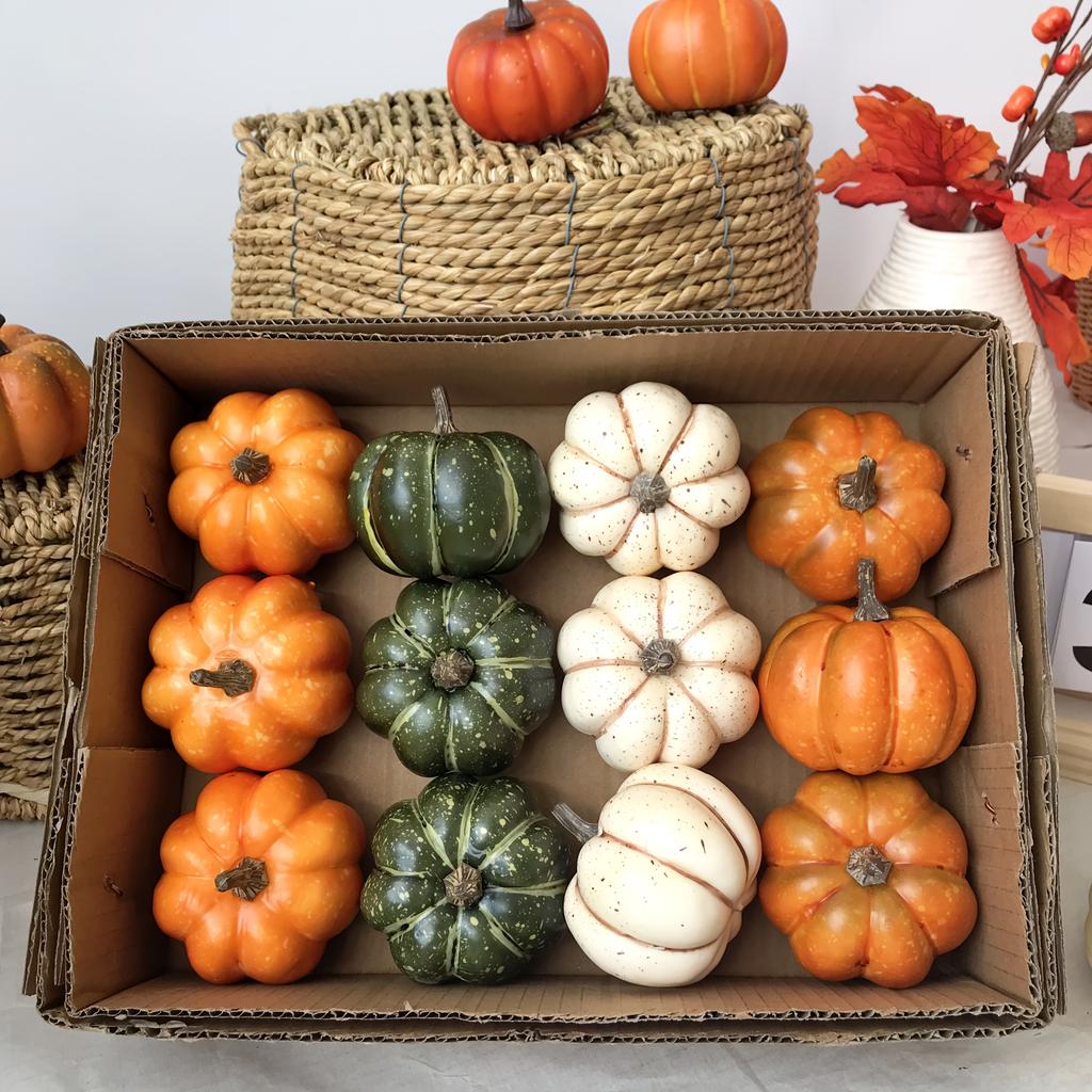 9pcs Autumn simulation pumpkin, DIY decoration, autumn harvest festival decoration, Halloween decoration, party decoration