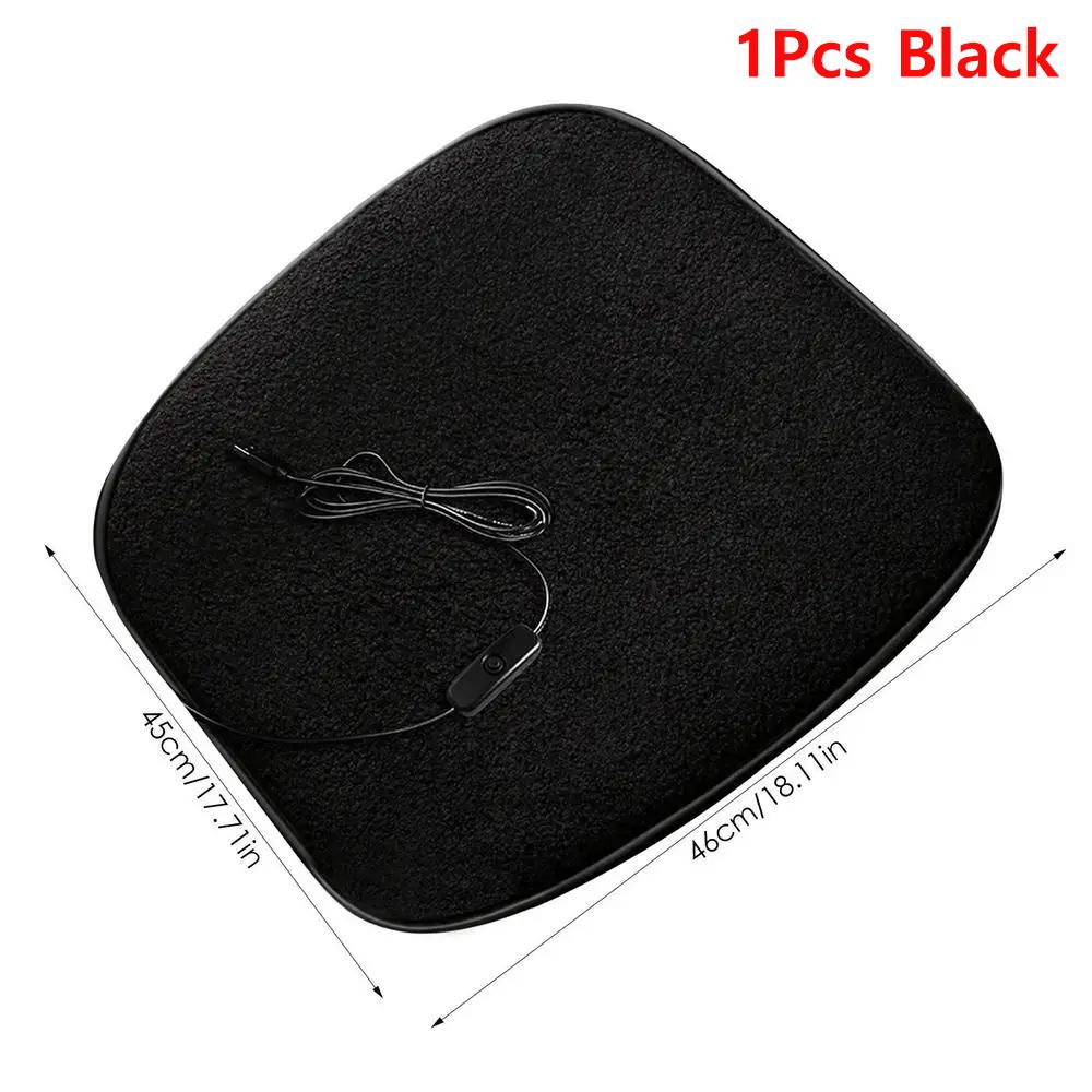 USB Heated Seat Cushion Winter Lambswool Heating Warm Car Seat Cushion For Office Home Use 5V 12W Thermostat Heating Cushion