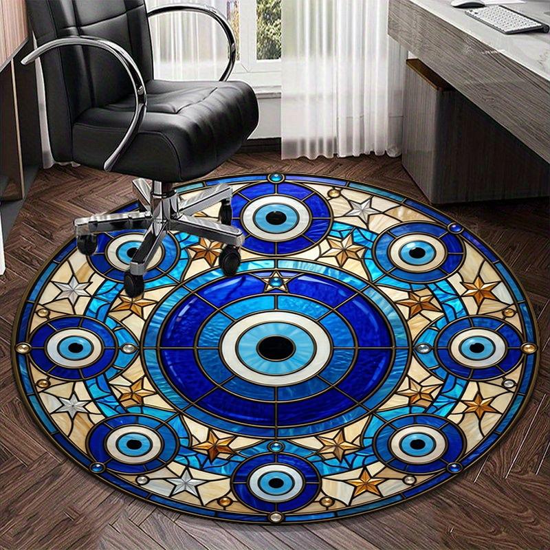 Evil Eye Stained Glass Design round carpet Chair cushion Round Entryway Rug, Soft Round Rugs for Living Room, Bedroom, Circle Carpet decor gifts