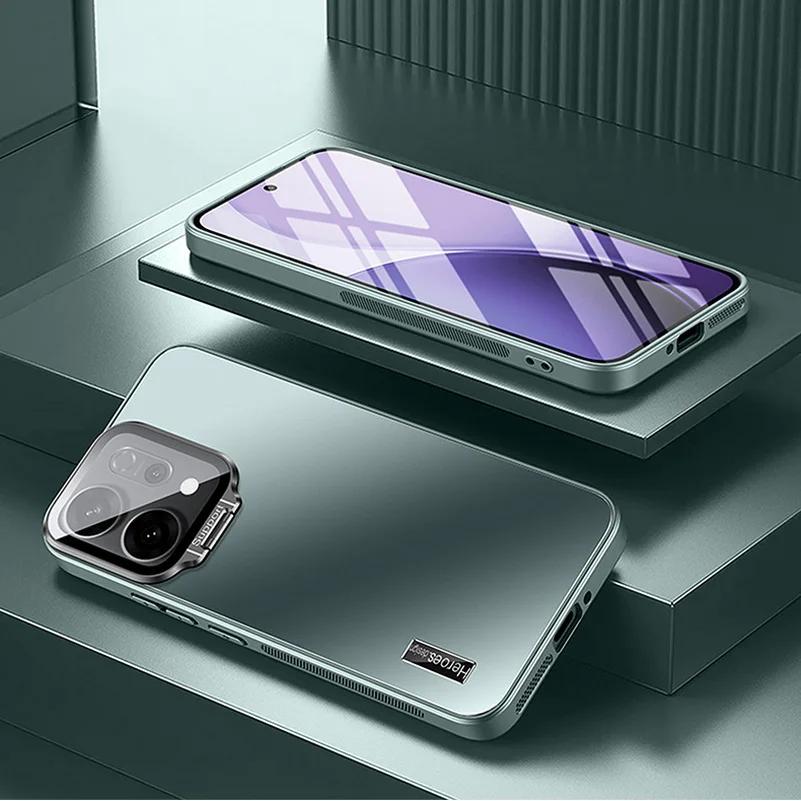 Matte Shockproof Phone Case for OPPO Reno 14 Pro Metal Lens Camera Protection Holder Stand Back Cover for Reno 14Pro