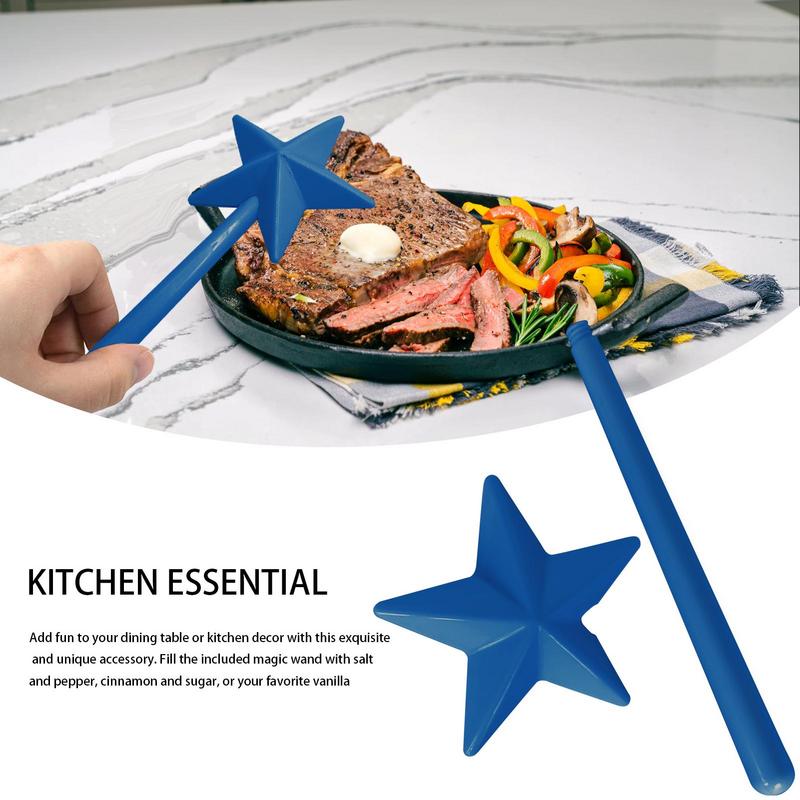 Creative Plastics Salt Shakers Star Long Hand Condiment Jar Utensils Pepper Shaker Wand Refillable Star Wand BBQ Supplies