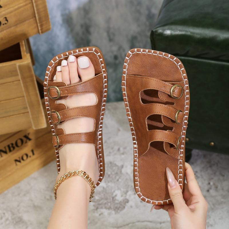 Fashion Women's Flat Sandals Fashion Open Toe Outdoor Sandals Slip On Daily Slide Sandals Outdoor Summer New Shoes