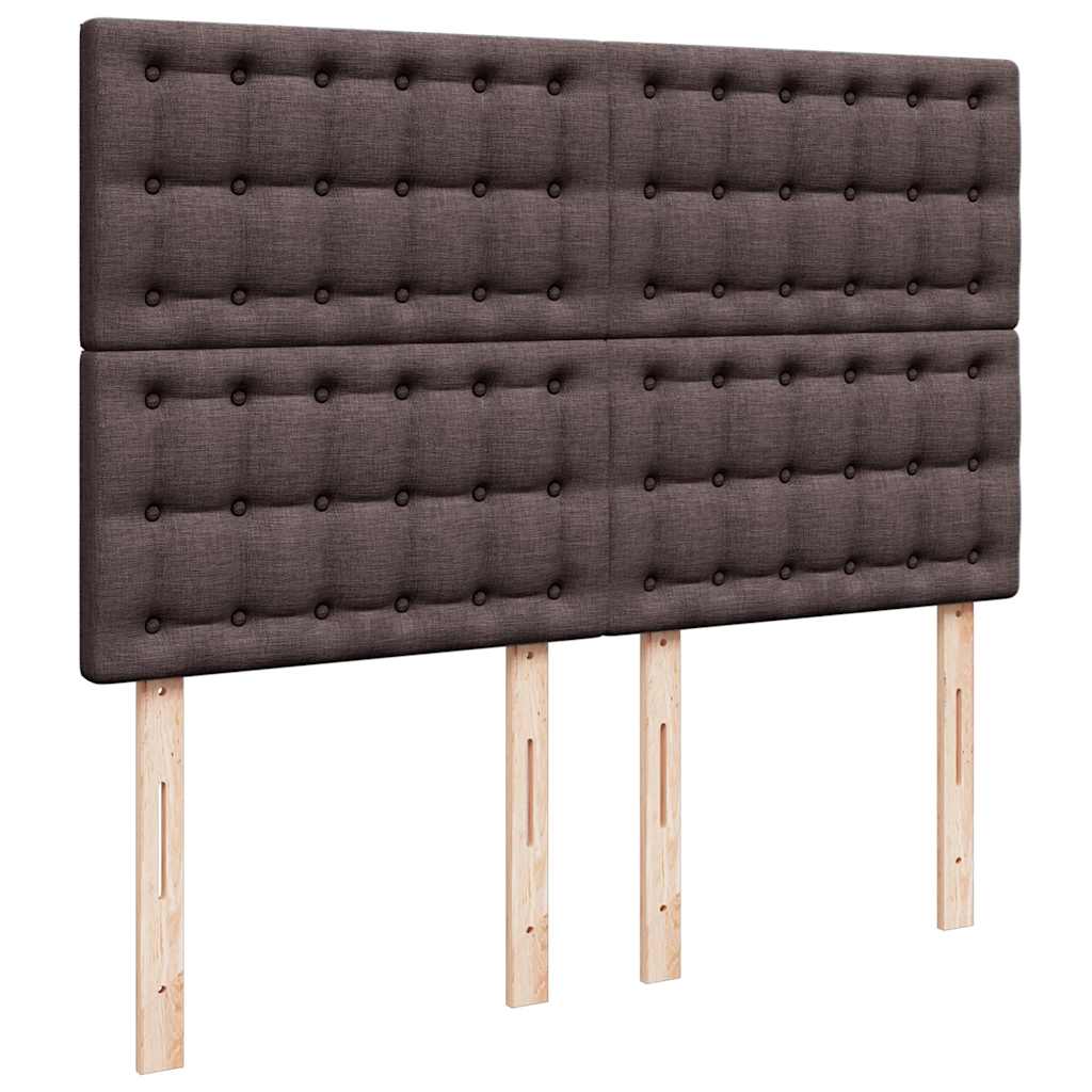 Box Spring Bed with Mattress Dark Brown 140 X 190 Cm Fabric