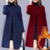 Autumn Women Coat Mid-Length Single-Breasted Solid Color Turn-down Collar Elegant Soft Plus Size Warm Winter Jacket