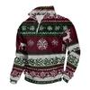 Men's Sweatshirt with Stand Collar Christmas Print Pullover for Casual Wear