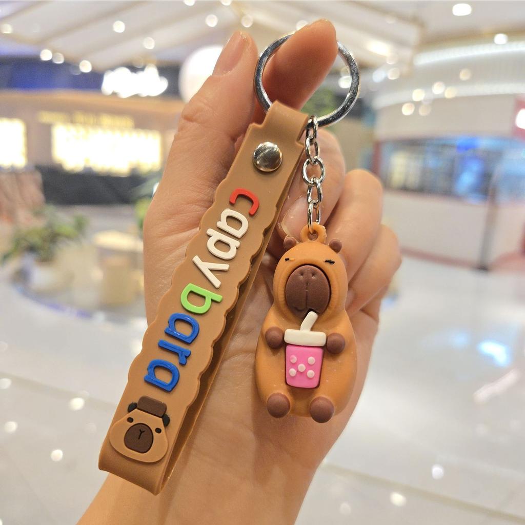 Capybara Serie Puppen Schlüsselanhänger, Kreativer Silikon Wasser Meerschweinchen Schlüsselanhänger Paar Taschenanhänger
