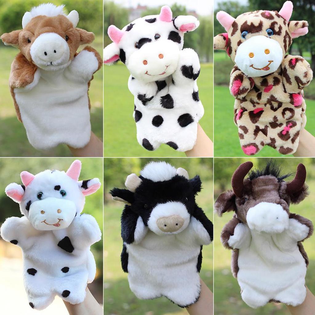 Tecknad Härlig Mini Plysch Ko Oxe Tjur Djur Handdocka Barn Berättarleksak