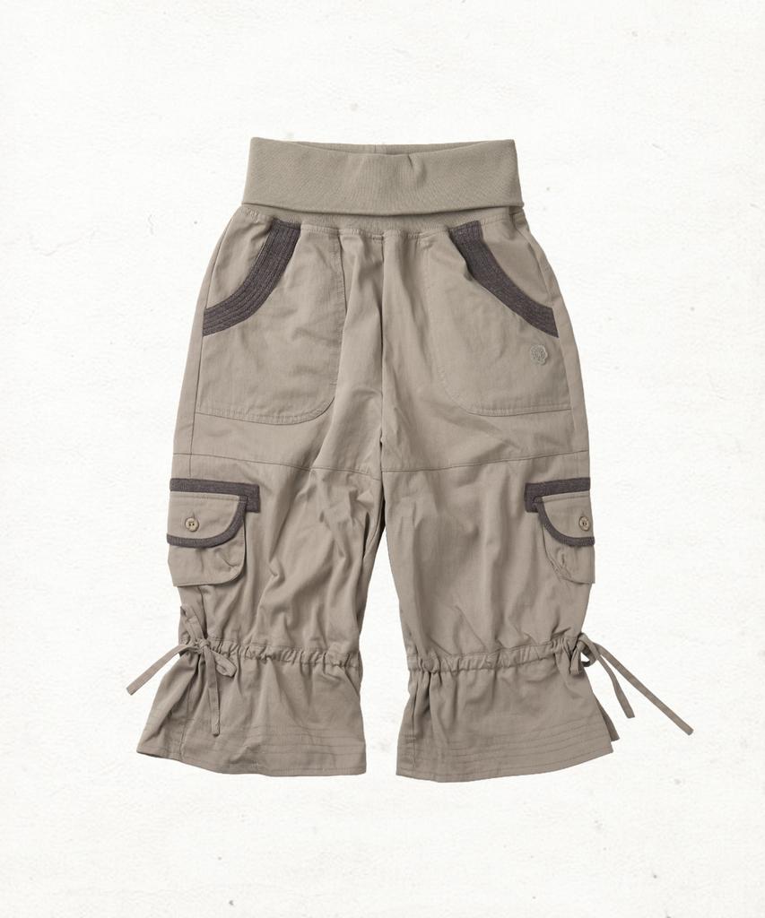 DANDEL Dd Shirring Fold-Over Capri Pants (Greyish Beige)
