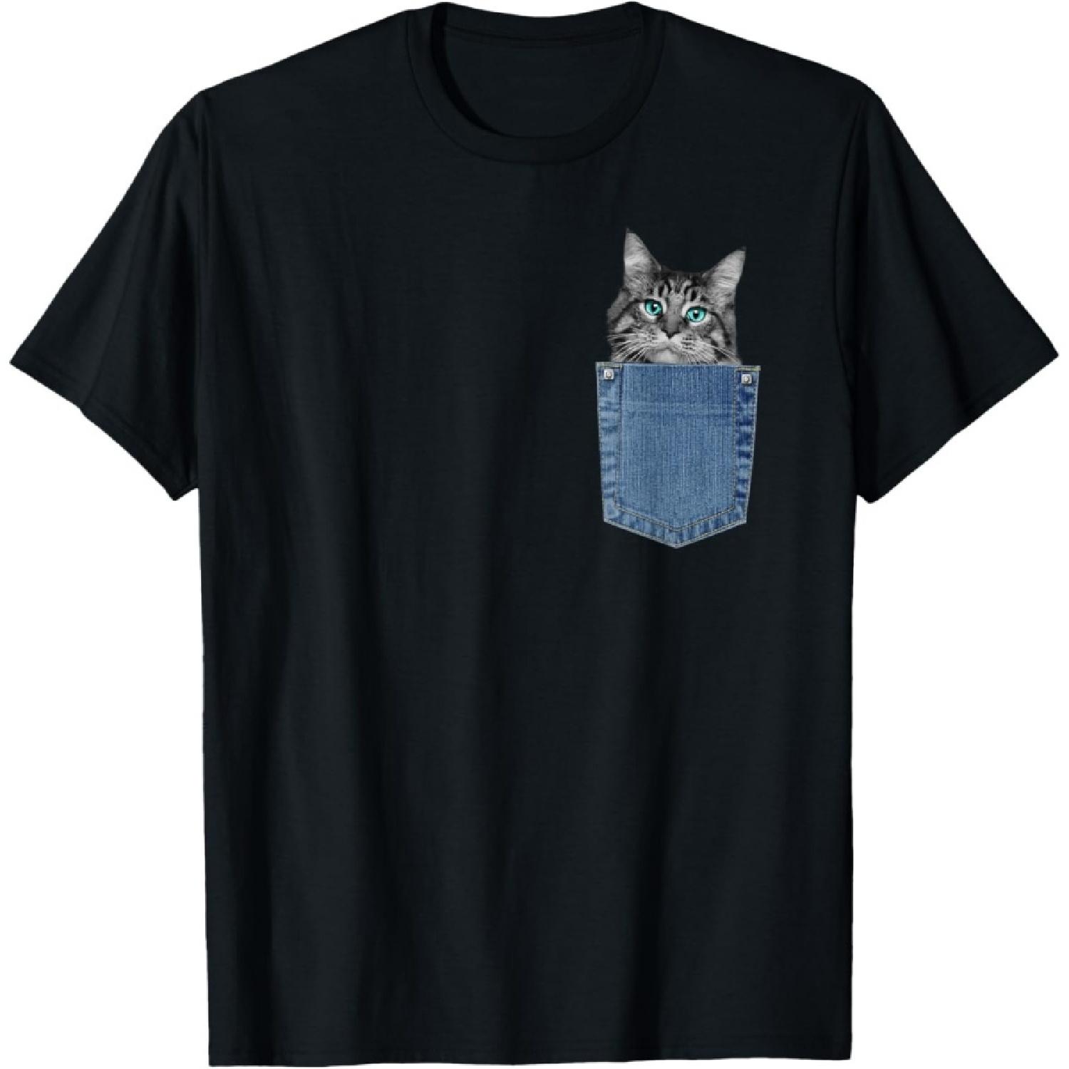 Maine Coon Lover Pocket Kitten Cute Maine Coon Cat Pocket T-Shirt S