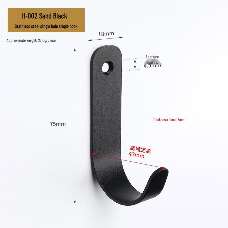 Jinrui Stainless Steel Black Bathroom Hook for Coats and Hats