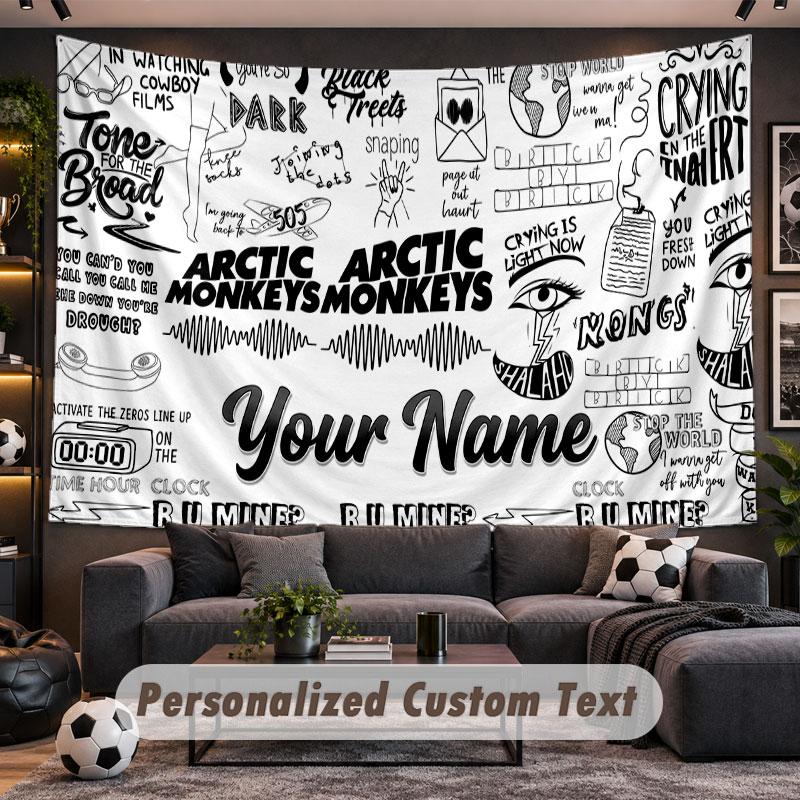 Wall Hanging Tapestry Custom NameArctic Monkeys Pattern Personalized Printed Fabric Wall Decor