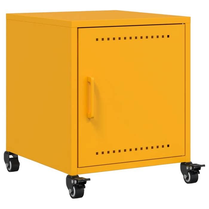 VidaXL Table de chevet jaune moutarde 36x39x43,5 cm acier, armoire, armoire latérale, support de téléphone, table de chevet 846620