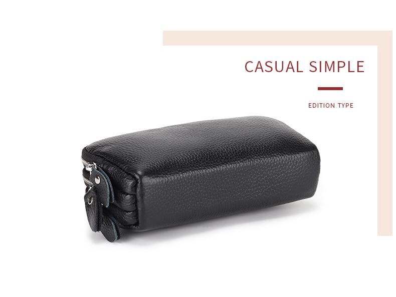 Extra Große Damen-Clutch aus Rindsleder: Dreilagige Reißverschluss-Handgelenktasche & Handy-Geldbörse aus echtem Leder.