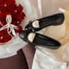 Shoes Classic round head bow rhinestone shallow mouth exquisite pearl ballet shoes