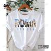 Letter Printed T-shirt Casual Cute Trend Round Neck Short Sleeved Top for Spring and Summer Women's Clothing Y2k Harajuku Top