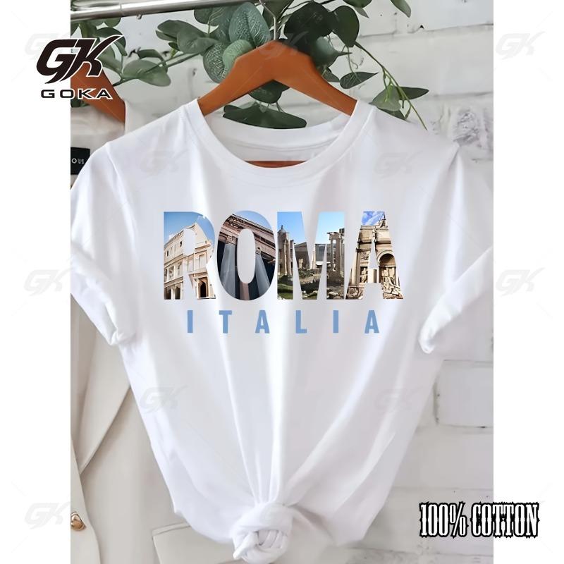 

Letter Printed T-shirt Casual Cute Trend Round Neck Short Sleeved Top for Spring and Summer Women s Clothing Y2k Harajuku Top S