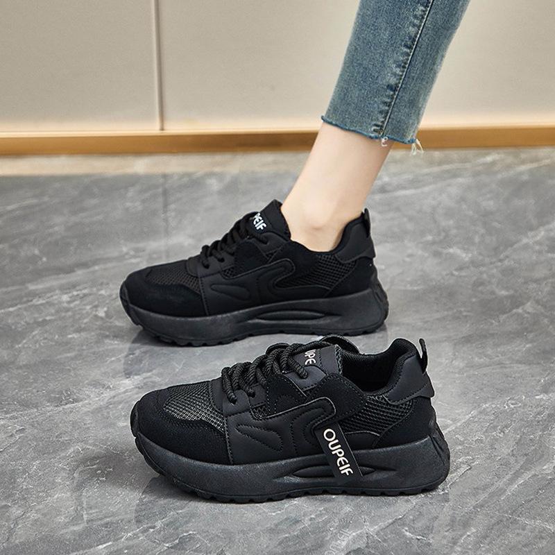 Shoes women's 2025 spring new single-net little white shoes breathable thick-soled dad shoes versatile hollow casual sports shoes