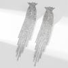 Luxury super flash full diamond long fringed earrings for women