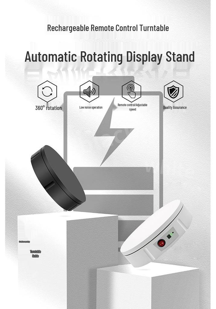 30cm USB Rechargeable Rotating Turntable Display Stand for Jewelry and Clothing Mannequins - Large Capacity, New Model
