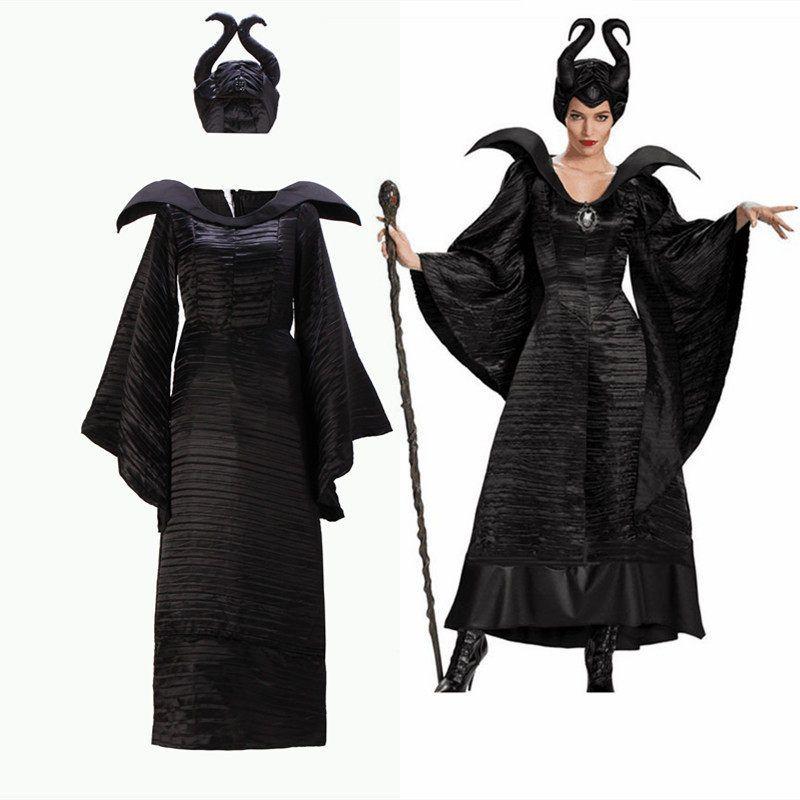Halloween Costume Maleficent Black Witch Costume Adult Robe Demon Costume Cosplay Costume
