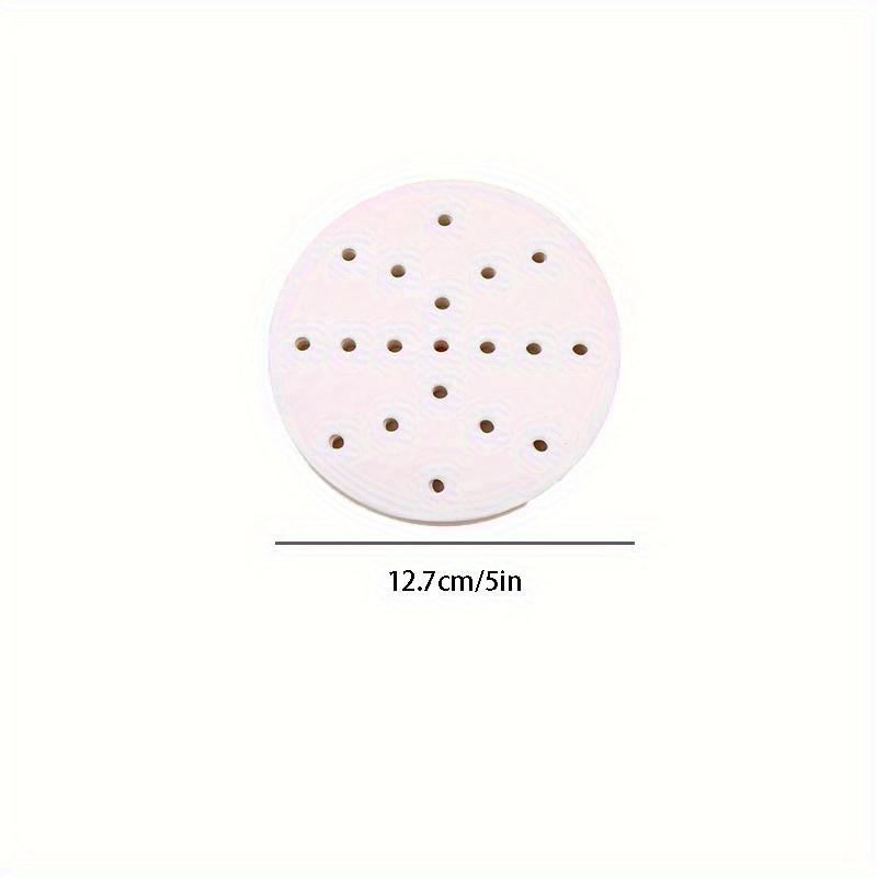 50pcs/100pcs 7.6cm/2.99in and 12.7cm/5in Food Grade Steamer Pad Circular Steamer Paper Silicone Paper Mantou Paper Baking Paper