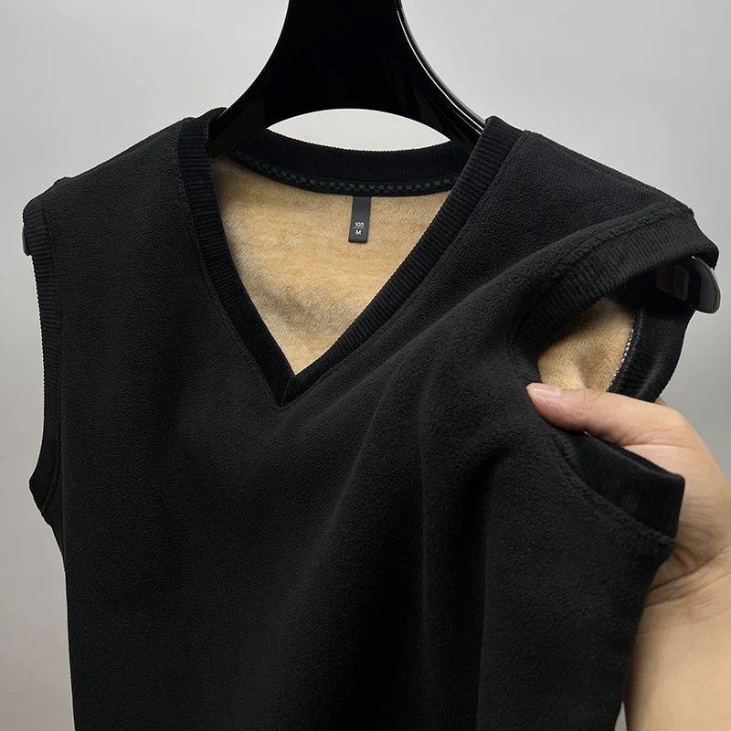 

Флисовый жилет с V-образным вырезом, мужская осенне-зимняя одежда для папы, утолщенный флисовый жилет без рукавов, мужской жилет, нижняя часть из флиса 4XL