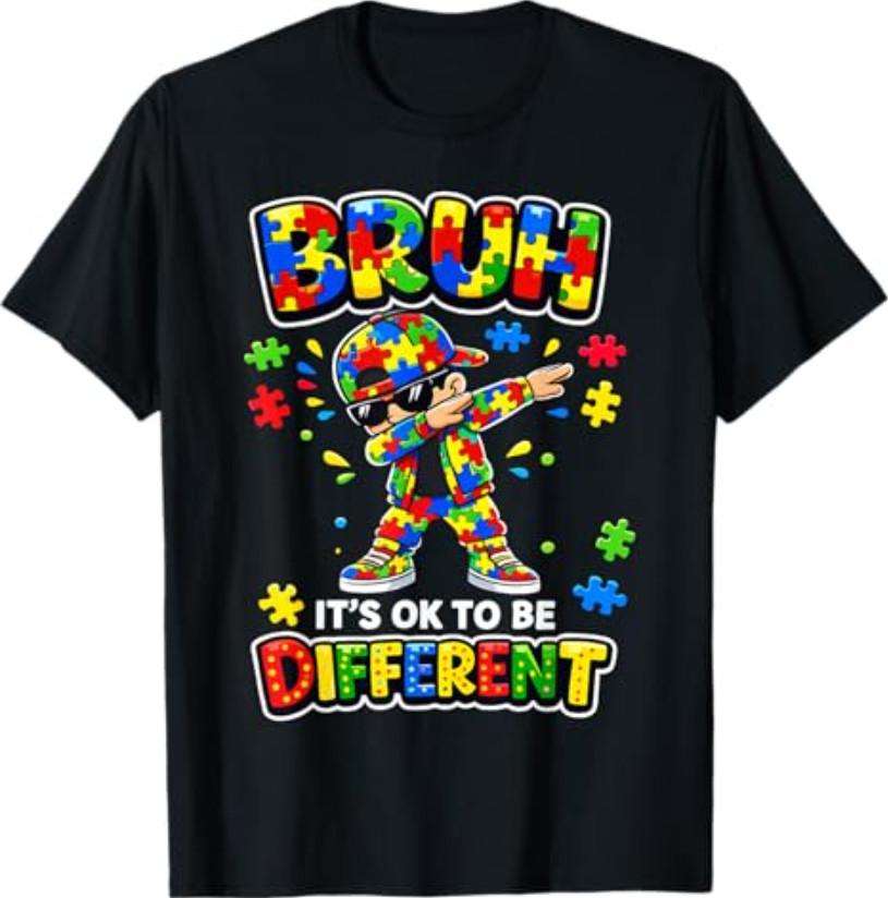 Bruh Its OK to Be Different Autism Awareness T-Shirt S разноцветный