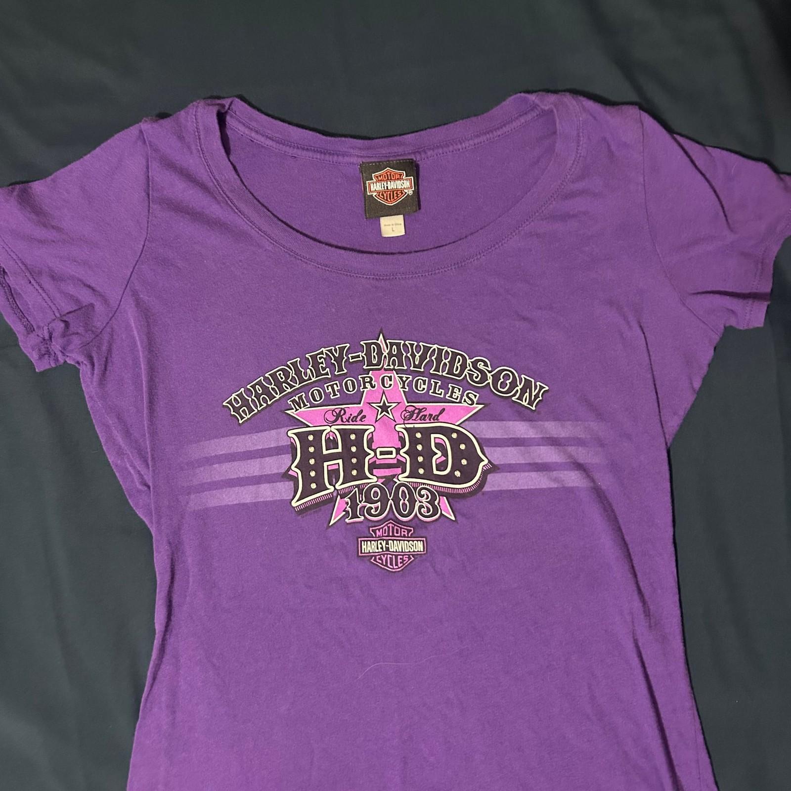 Harley Davidson Women s L Purple Short Sleeve Graphic Unisex T-Shirt S