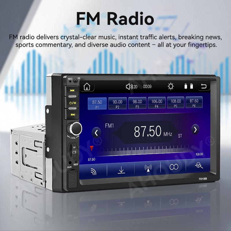 AHOUDY 7" 1 DIN CarPlay Android Auto Universal Auto Stereo Radio Touchscreen MirrorLink Reversing Camera BT
