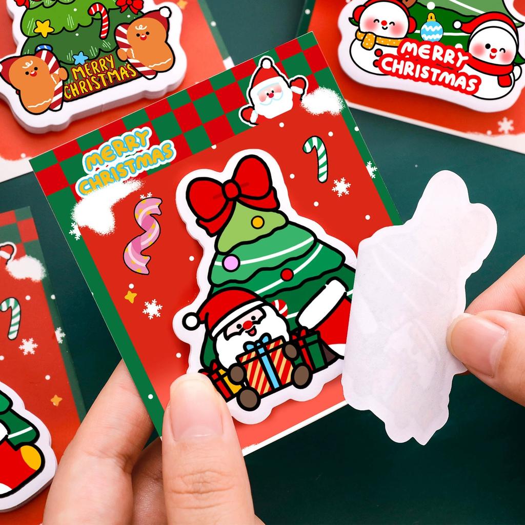 30 Sheets Christmas Tree Shape Sticky Notes Self Adhesive Note Pads Memo Pad Xmas Gift Packing Decorative Labels Stickers