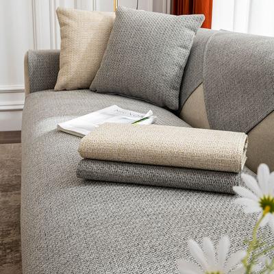 New Linen Solid Color Modern Simplicity Four Seasons Universal Anti Slip Old Coarse Fabric Sofa Cushion Cover Cover Napkin Cloth Full Package