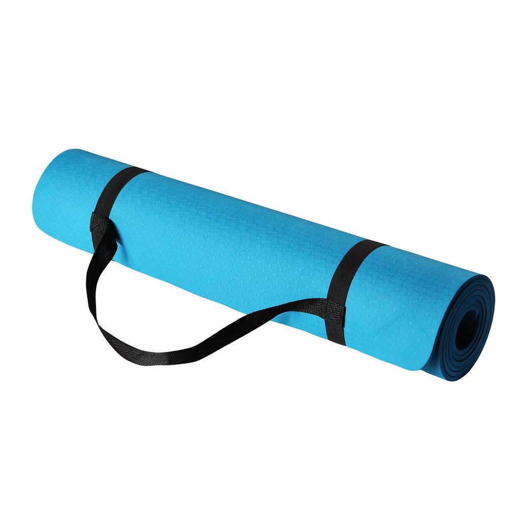 Amazon Basics Yoga 6mm with Carrying Training Stretching Pilates 187 x 61 x 1cm Mat, Thick, TPE, Strap, Mat, Mat, Mat, Aqua,