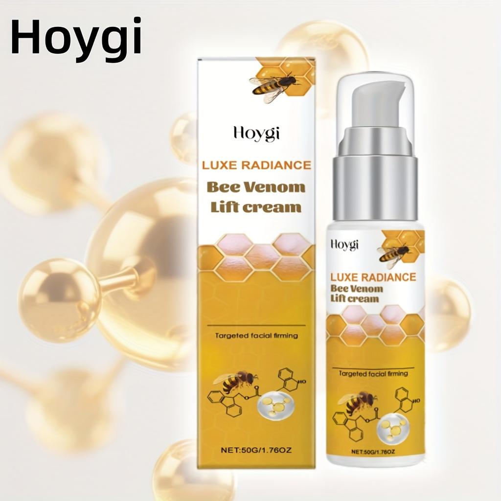 Krem do natychmiastowego liftingu twarzy z jadem pszczelim, Zawiera witaminę E, Napina i ujędrnia skórę, Wygładza drobne linie i zmarszczki | Bezalkoholowy z kwasem hialuronowym