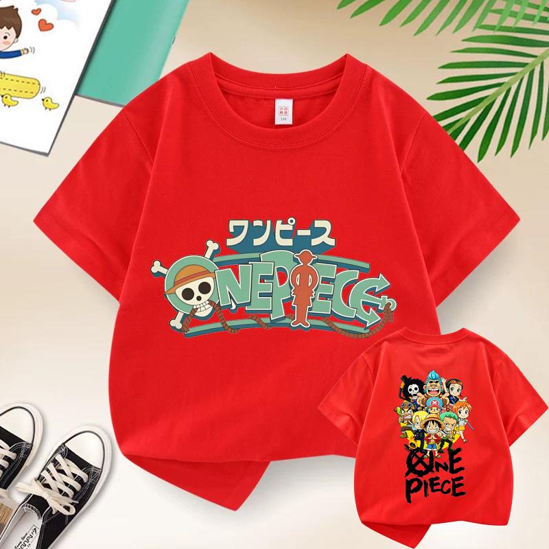 Summer Kids TShirt One Piece AnimeThemed Pure Cotton Printed Tee Cute Casual Style for BoysGirlsPerfect ForGiftingandTravel