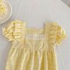 Sommer kariertes Prinzessinnenkleid & Baby Strampler Geschwister Outfits