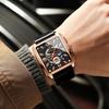 Binbang BINBOND Men's Multi-functional Square Quartz Watch with Leather Strap