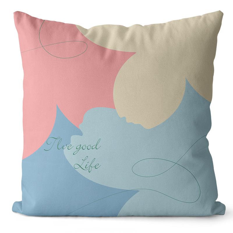 Față de pernă abstractă cu plante și flori, proaspătă și simplă, din catifea cu piele de piersică imprimată, pentru canapea, pernă de noptieră, pernă pentru somn de după-amiază pentru uz casnic