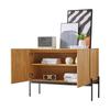 Sideboard with 2 doors and metal legs, buffet, chest of drawers with line design, dimensions: H 75 cm / W 100 cm / T 40 cm