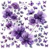 Purple Floral Butterfly Wall Stickers, Removable Anti-Static Waterproof Self-Adhesive PVC Decals for Living Room Bedroom Home Decor