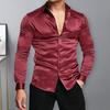 Camicia da Uomo Raso Tinta Unita Colletto Classico Maniche Lunghe Monopetto Calda Formale Bottoni Cardigan Camicia da Ballo da Uomo Abbigliamento Maschile