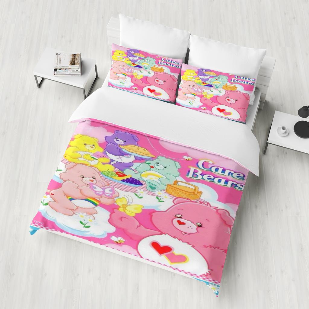 Carebears Care Bears Anime Home Bedroom Comforte Nordic Polyester Material Suitable for Children and Adults 3-piece Set