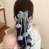 Elegant Floral Tulle Scrunchie With Fringe Detailing Headbands Rope Hair Band For Everyday Styling