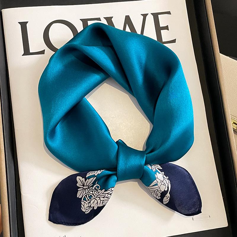 100% Real Silk Scarf Women Elegant Floral Print Foulard Neck Hairband Female Small Square Scarves Spring Kerchief Tie  New