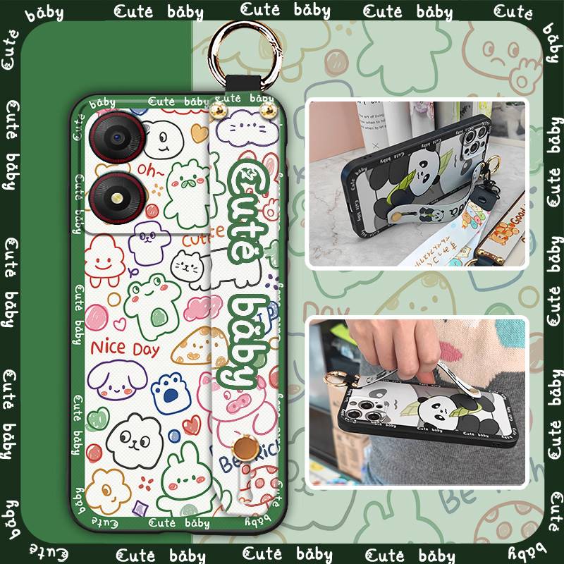 Back Cover Protective Phone Case For ZTE Blade A34 Waterproof Fashion Design Durable Lanyard Phone Holder Anti-knock
